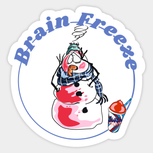 Brain Freeze Slushie Snowman Sticker